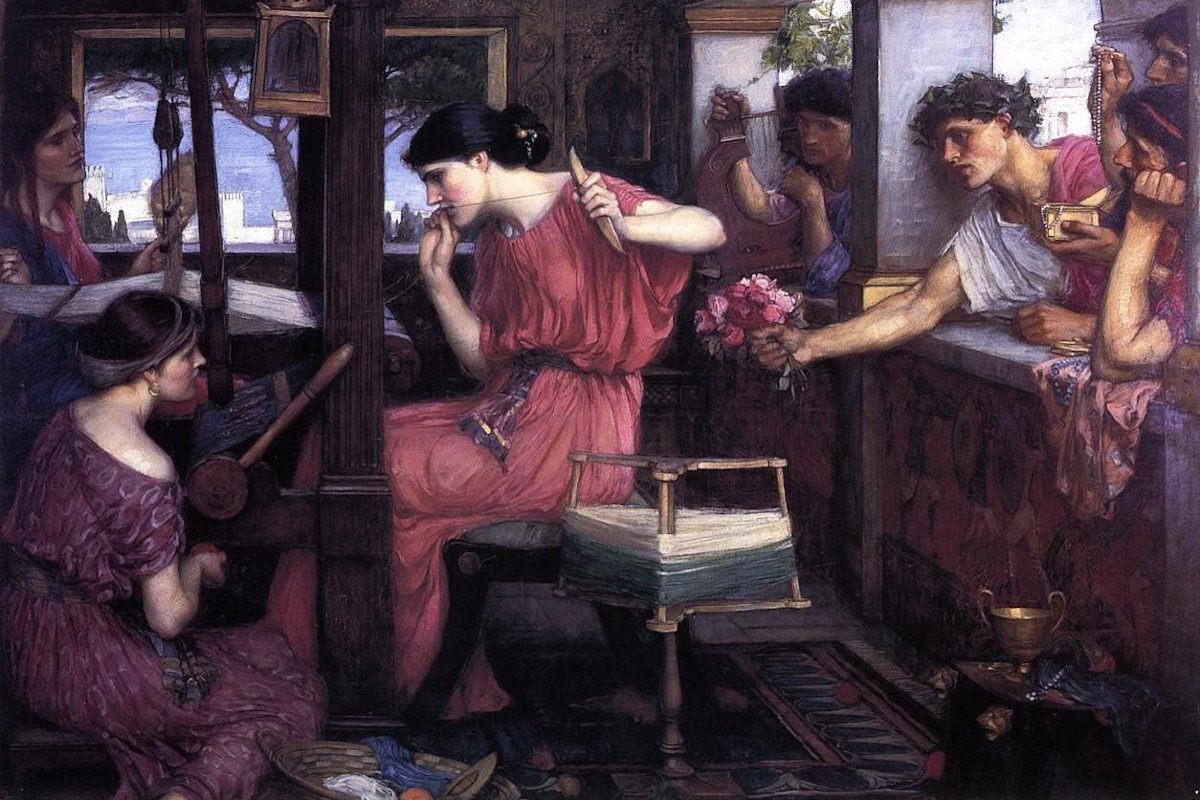 Penelope ed i Proci, nel dipinto di John William Waterhouse